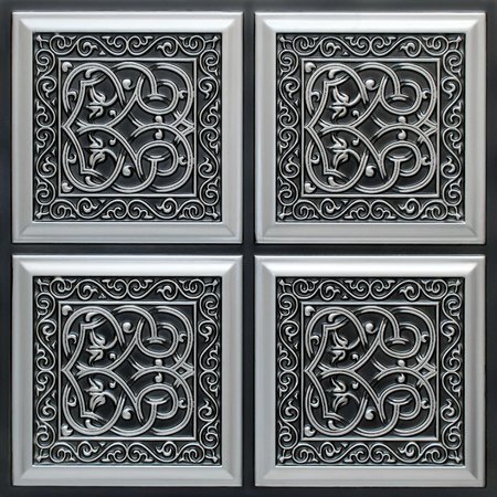 FROM PLAIN TO BEAUTIFUL IN HOURS Lover's Knot Faux Tin/ PVC 24-in x 24-in 10-Pack Antique Silver Textured Surface-mount Ceili, 10PK 231as-24x24-10
